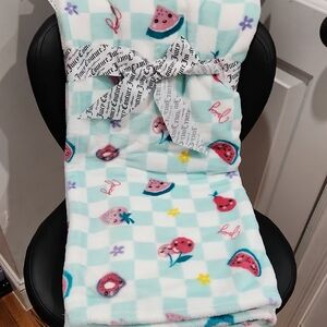 🔹️Juicy Couture Watermelon  Pear Strawwberry Fruit Print Blanket Throw 50x70